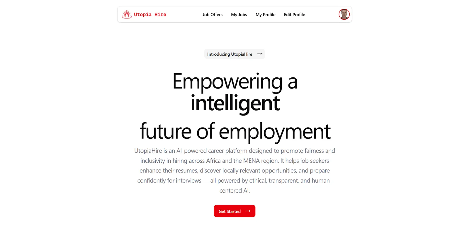 Utopiahire - IEEE TSYP AI-Powered Fair Recruitment Solution screenshot 1